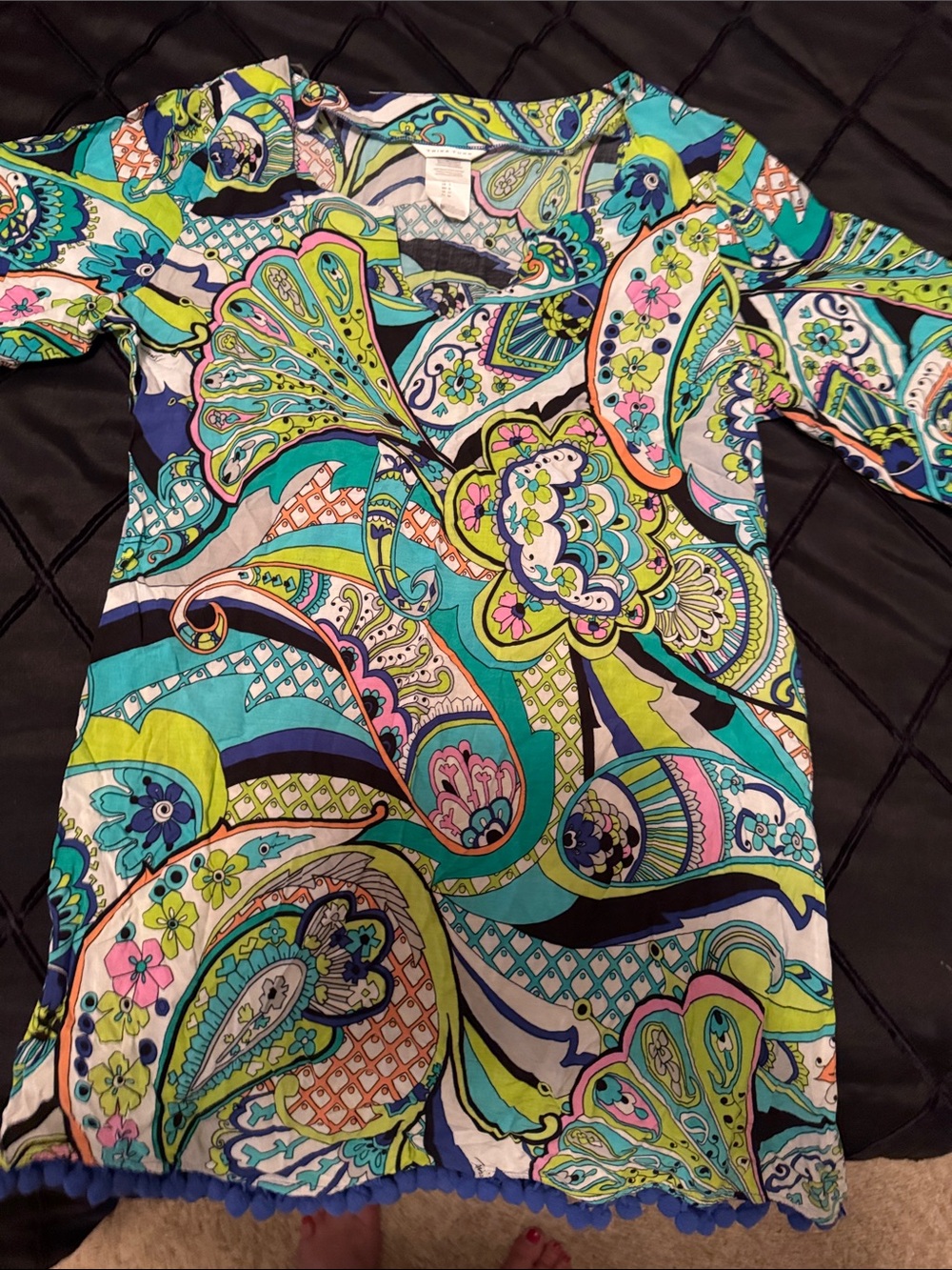Trina Turk Multicolor Paisley Top - Aqua, Lime & Pink Accents